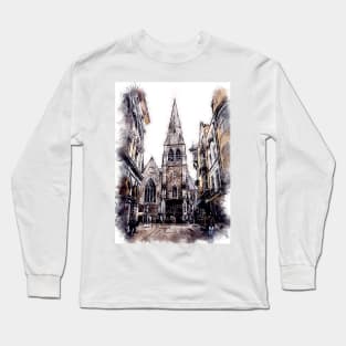 Glasgow City Streets Travel Poster Series watercolor ink edition 07 Long Sleeve T-Shirt